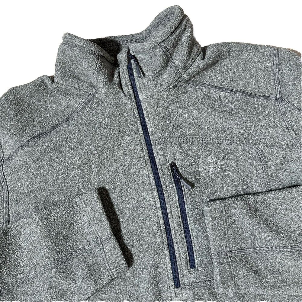 LL Bean Mens Large Regular Slightly Fitted 1/4 Zip Fleece Pullover Gray Jacket - Picture 3 of 10